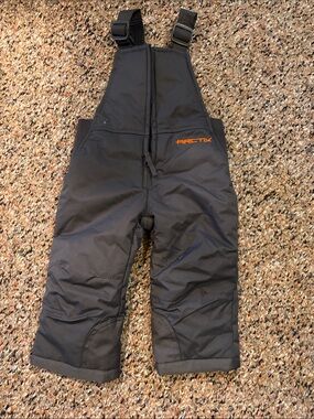 Arctix Kids Gray Bib Snow Overalls with Orange Logo